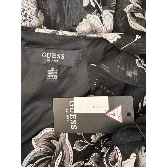 NEW GUESS V-neck Long Sleeve Floral Print Maxi Dress Size 10 - Picture 6 of 6